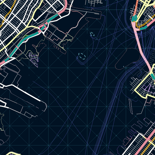 Dark vector basemap tile around New York Harbor