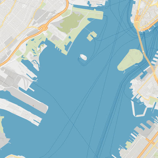 Topographic vector basemap tile around New York Harbor